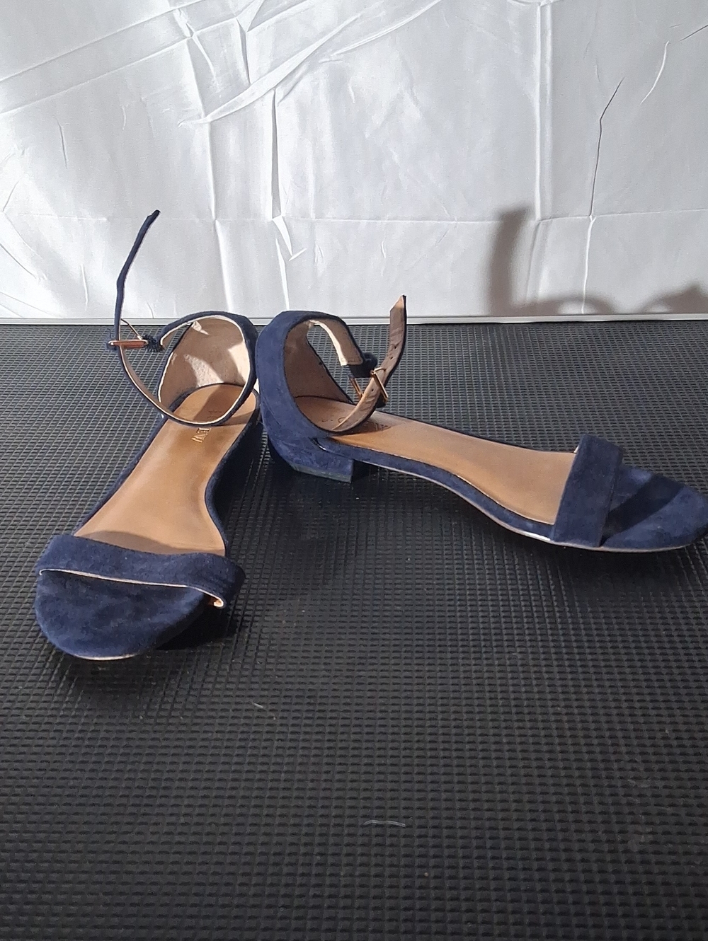J. Crew Navy Suede Ankle-Strap Sandals